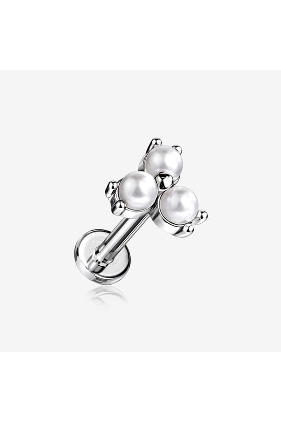 Trinity Pearlescent Luster Set Top Internally Threaded Steel Flat Back Stud Labret
