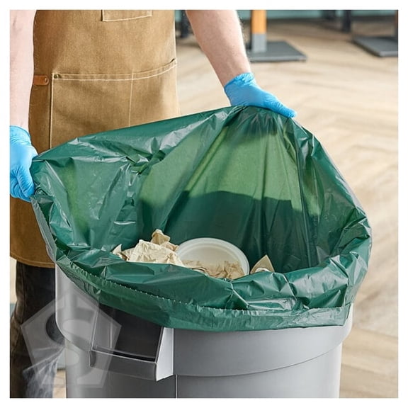 Trinity Plastics 55 Gallon 1.6 Mil 38" x 58" Low-Density Eco-Friendly Trash Can Liner / Bag - 100/Case