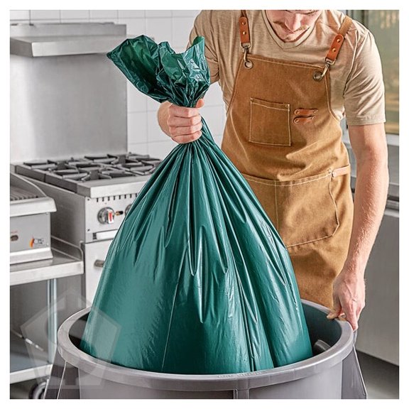 Trinity Plastics 55 Gallon 2 Mil 38" x 58" Low-Density Eco-Friendly Green Can Liner / Trash Bag - 100/Case