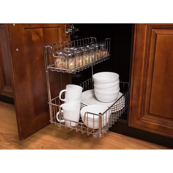 Trinity Sliding Cabinet Organizer, Silver