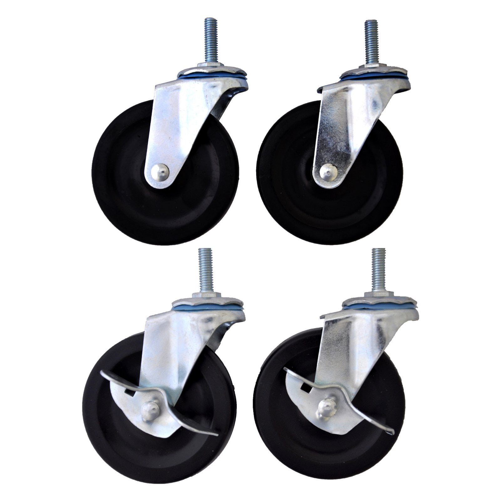 Trinity 4-Inch Black Caster Wheels Kit for Wire Shelving