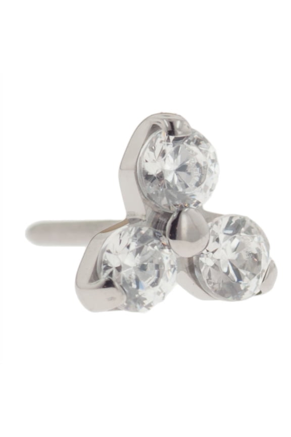 Trinity Top Clear Cubic Zirconia Gems F136 Titanium Body Jewelry Threadless Jewelry High Polish Remedy for Sensitive Skin Problem Healing
