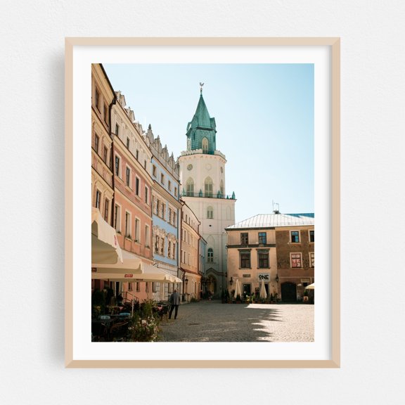 Trinity Tower, Lublin - Lublin Lubelskie Poland Photography Architecture City Vintage Travel Poster Street Photography Scenic Oak Framed Wall Art Print 18 x 24 inches