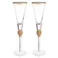 thumbnail image 1 of Trinkware Long Stem Toasting Flutes with Gold Rim And Rhinestones, 1 of 5