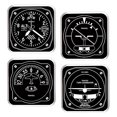 thumbnail image 1 of Trintec Aviation Black & White 4 Piece Acrylic Square Coasters Altimeter Altitude Gyro Artificial Horizon 2 Minute Turn Coordinator 1949-BW, 1 of 1
