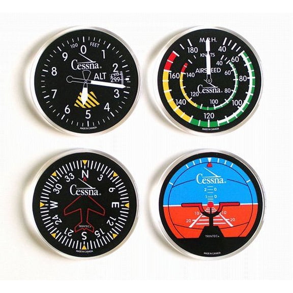 Trintec Cessna Round Airplane Instrument Coasters Model CES-9010