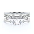 Trio Thumbnail Trio 2.05 Carat Pear Cut Moissanite & Diamond Bridal Set in 10k White ...