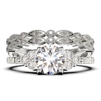 JeenMata Real 1.25 Carat Pear Cut Moissanite & Diamond Engagement ...