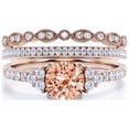 Trio Thumbnail Trio 2.25 Carat Round Cut Morganite & Moissanite Bridal Set in 10k Rose ...