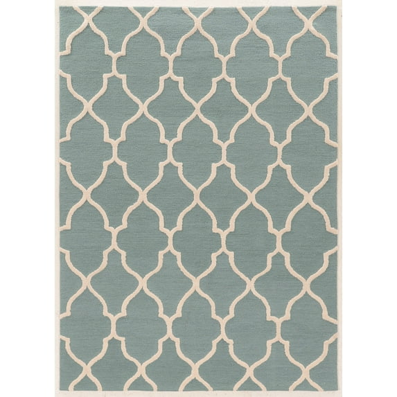 Trio 5' x 7' Geo Hand Tufted Rug in Turquoise
