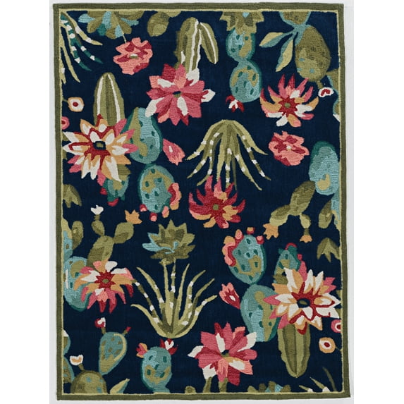 Trio Cactus Navy Area Rug 8x10 Contemporary Transitional Design