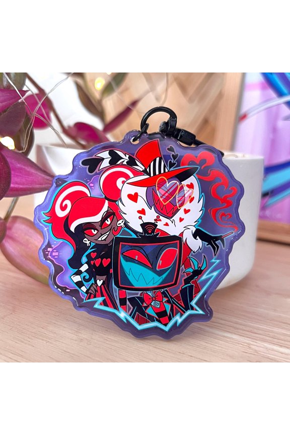 Trio Character Acrylic Keychain Adorable Bag Decor Charming Gift Item Anime Style Charm Cute Everyday Accessory