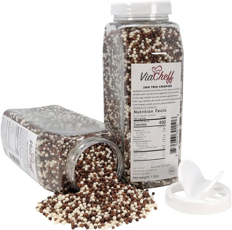 Trio Crispies (3mm) Crunchy Dessert Topping to Sprinkle on Ice Cream, Cakes, Cupcakes, okies