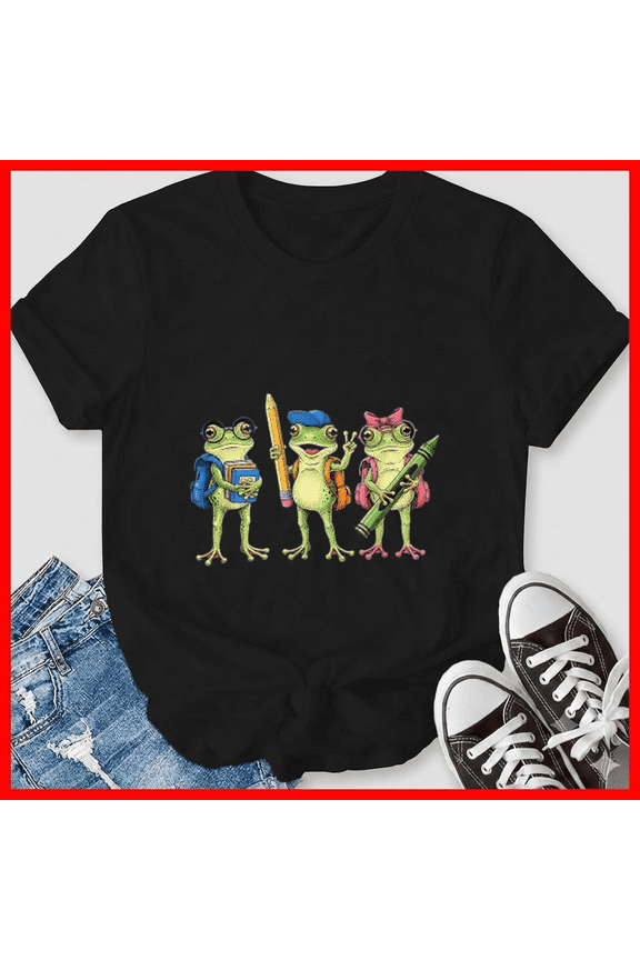 Trio Cute Frogs Welcome Back To School Teachers Girls Boys Unisex T-Shirt, up to size 5XL