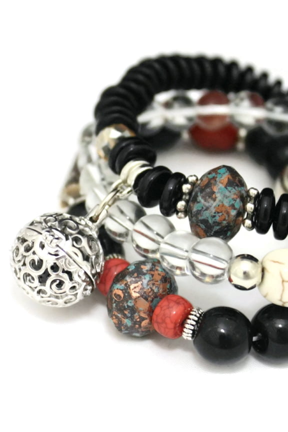 Trio Dark Essential Oil Beaded Diffuser Bracelets- Set of 3