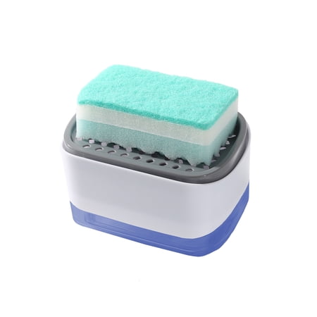 Trio Essentials Kitchen Dish Soap Dispenser with Sponge Holder, 2-in-1 Included Sponge, for Kitchen Sink Dishwashing Soap Dispenser