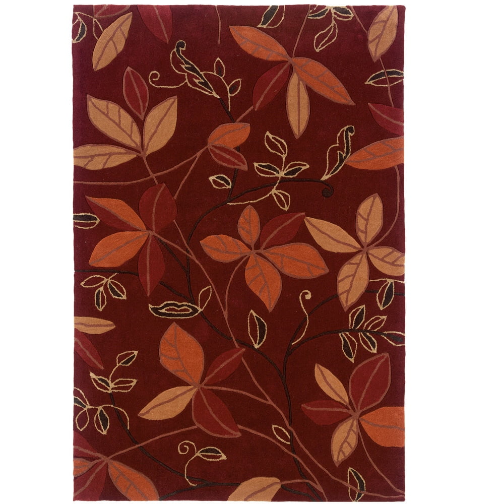 Linon Trio 8' x 10' Transitional Hand Tufted Rug in Garnet and Orange