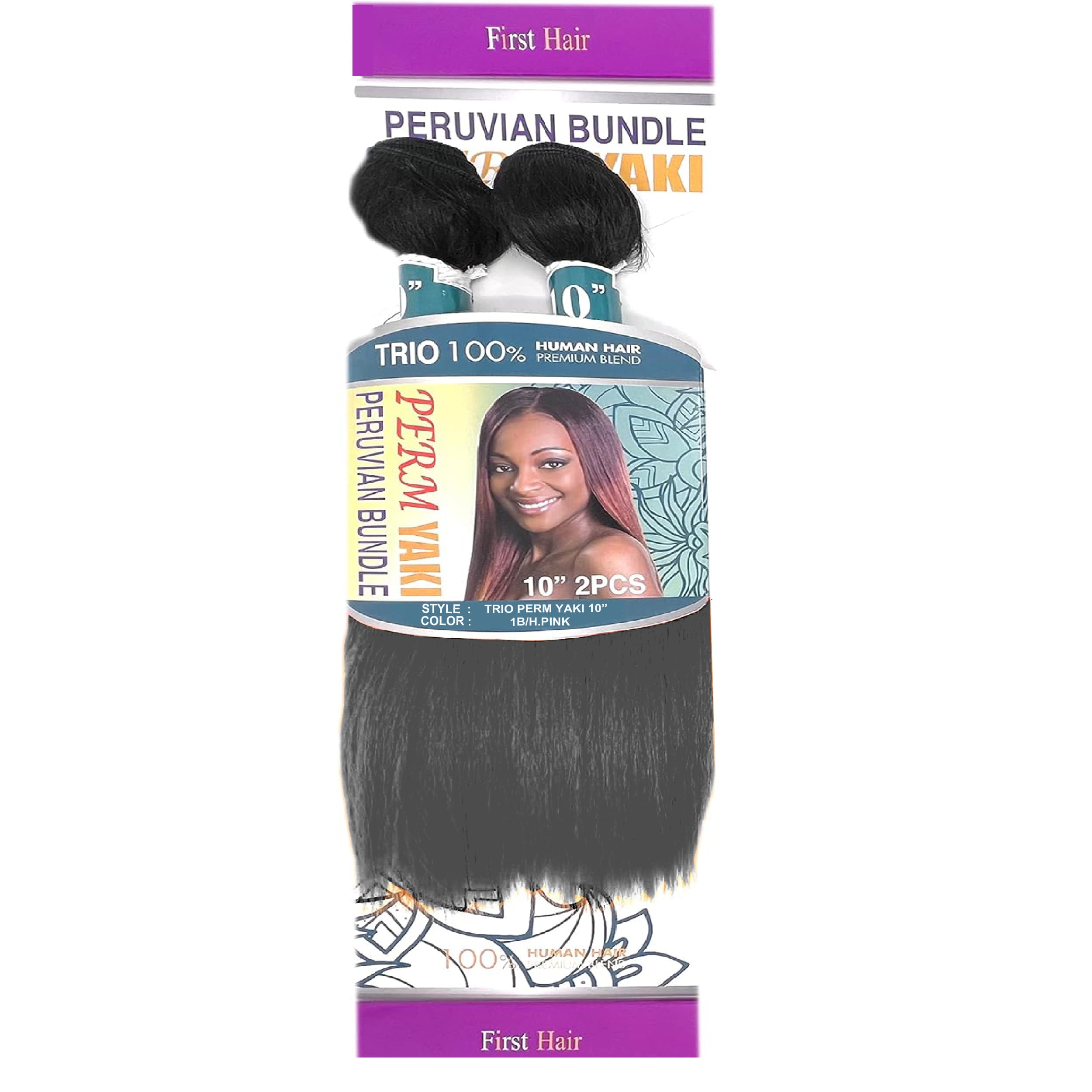 Trio Hair Extensions Real Human Hair, Extension Clips, Ponytail Extension, & Buns Hair Piece, Hair Wig, Premium Human Hair Quality, Perm Yaki 10 Inches, Color: 1B/H.PINK