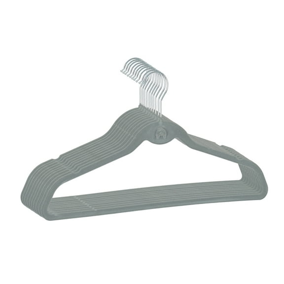 Trio Home Heavy Duty Velvet Hangers with Cascade Hook, 360 Degree Rotatable Hook (20 PACK) - Grey