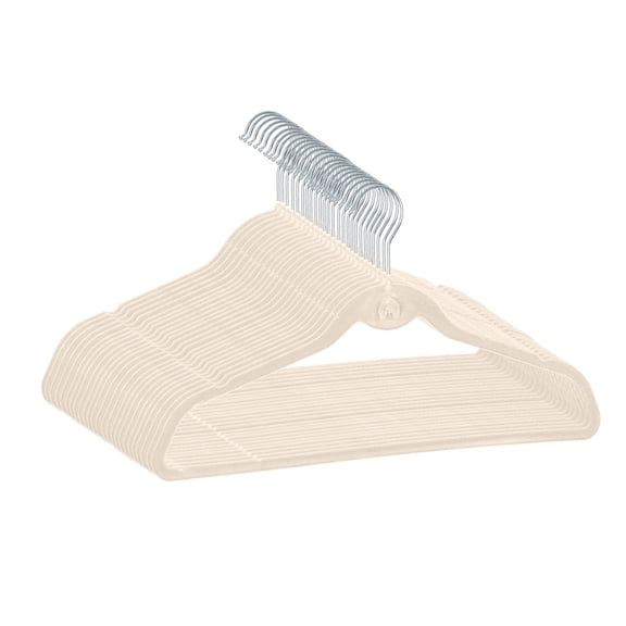 Trio Home Heavy Duty Velvet Hangers with Cascade Hook, 360 Degree Rotatable Hook (30 PACK) - Beige