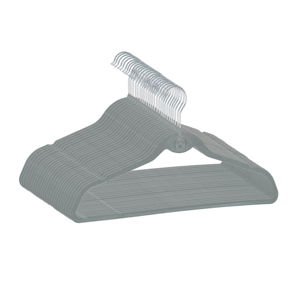 Trio Home Heavy Duty Velvet Hangers with Cascade Hook, 360 Degree Rotatable Hook (30 PACK) - Grey
