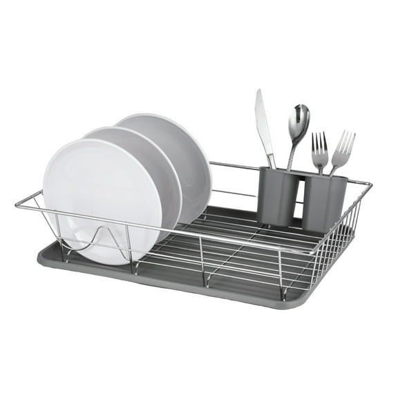 Trio Home Stainless 3-Piece Dish Drying Drainer Rack, Removable Utensil Holder and Drainboard
