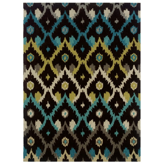 Trio Ikat Black Area Rug 5x7 Transitional Contemporary 2023