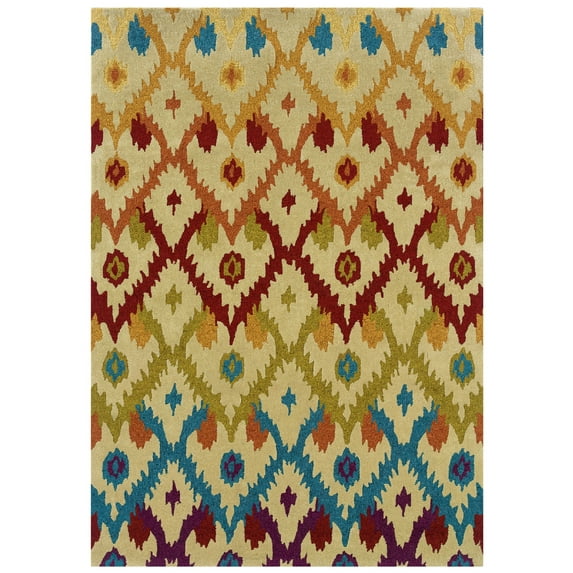 Trio Ikat Sand Area Rug 8x10 Transitional Contemporary Design