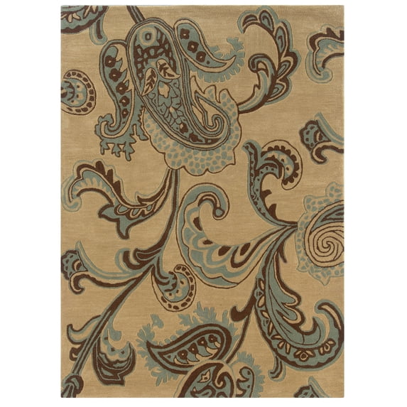 Trio Lahour Rug Beige 5x7 Transitional Contemporary Design