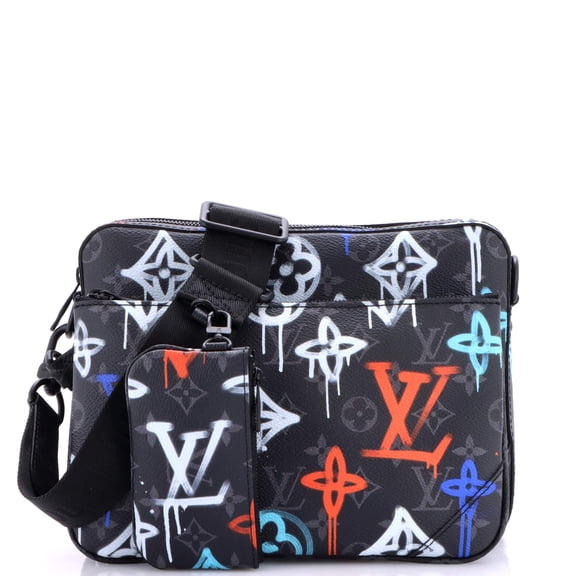Trio Messenger Bag Graffiti Monogram Eclipse Canvas By Rebag