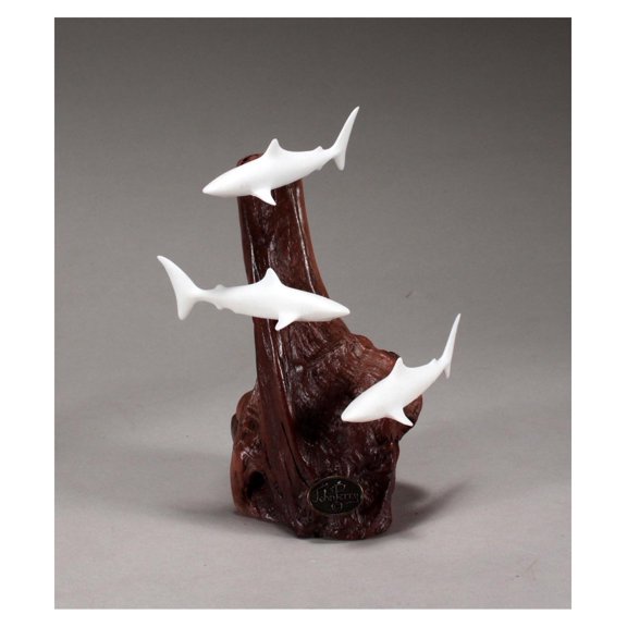 Trio Miniature Sculpture by John Perry 3 in long Pellucida Statue on Burl-wood