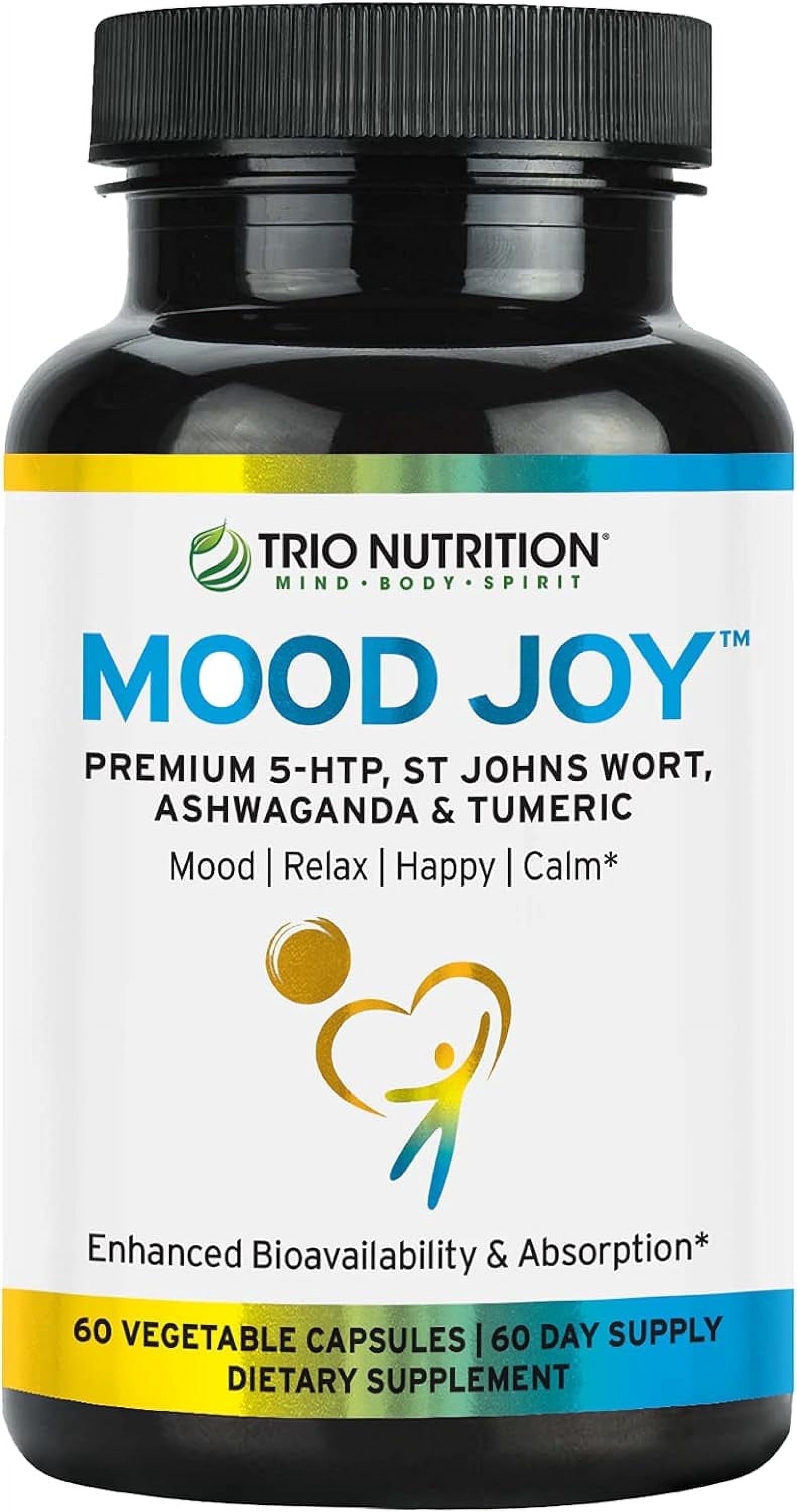Trio Mood Joy | Premium 5-HTP, St Johns Wort, Ashwagandha & Turmeric | Ashwagandha Capsules to Promote Natural Calm & Relaxed Mood | Mood Support Supplement | 60 Day Supply*