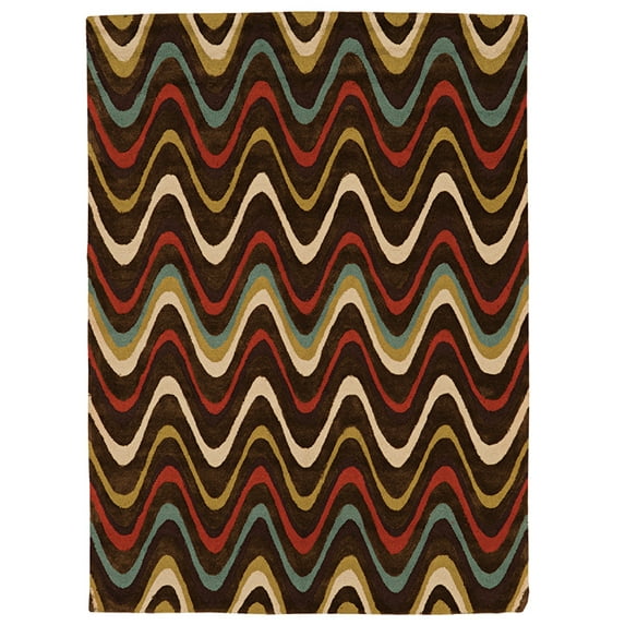 Trio Mouzi Brown Area Rug 5x7 Transitional Contemporary Design Indoor Use