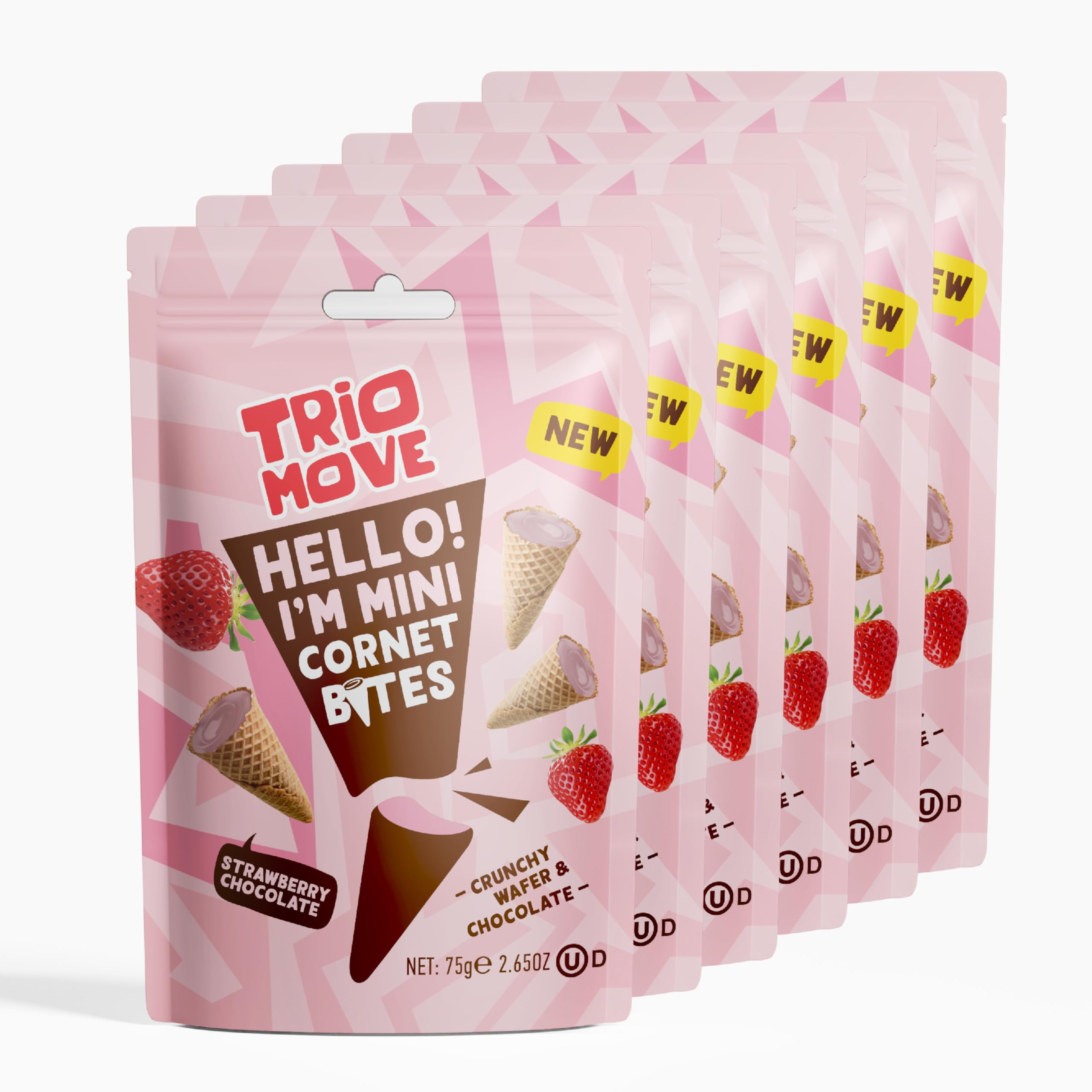 Trio Move Mini JD28 Bites Delicious BiteSized Crunchy Wafer Cone Filled with Premium