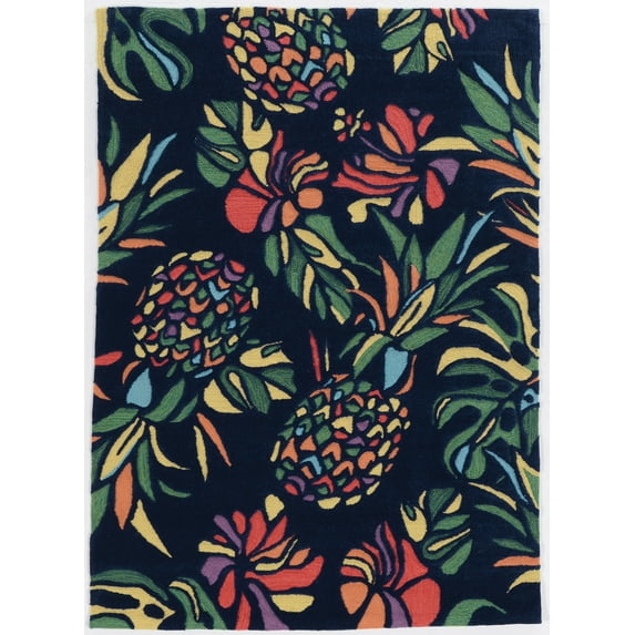 Trio Navy Pineapple Area Rug 8x10 Transitional Contemporary