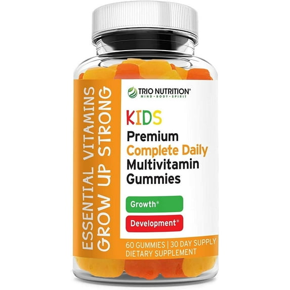 Trio Nutrition Kids Multivitamin Gummies with Vitamin C & Zinc for Immune & Energy Support, Complete Daily Multivitamin to Grow Up Strong, Allergen-Free & Gluten Free,* 30 Day Supply
