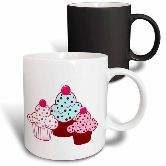 3drose, Trio of Cupcakes, 11oz Magic Transforming Mug