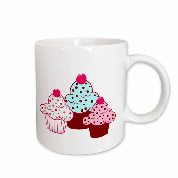 3drose, Trio of Cupcakes, 15oz Mug