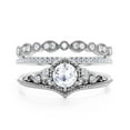 thumbnail image 1 of Trio Rings Art Deco 2.50 Carat Round Cut Diamond Moissanite Crown Engagement Ring, Wedding Ring in 925 Sterling Silver With 18k White Gold Plating, Gift For Her, Promise Rings, Anniversary Ring, 1 of 3