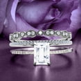 thumbnail image 1 of Trio Rings Set Art Deco 2.25 Carat Emerald Cut Diamond Moissanite Antique Engagement Ring, Wedding Ring in 925 Sterling Silver With White Gold Plating, Gift For Her, Promise Ring, Anniversary Ring, 1 of 3