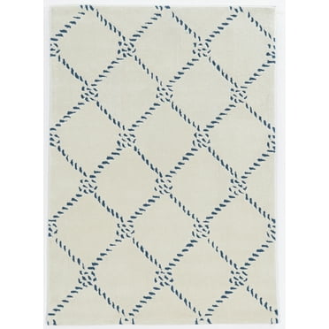 Trio Rope Qua Ivory Area Rug 5x7 Transitional Contemporary Design