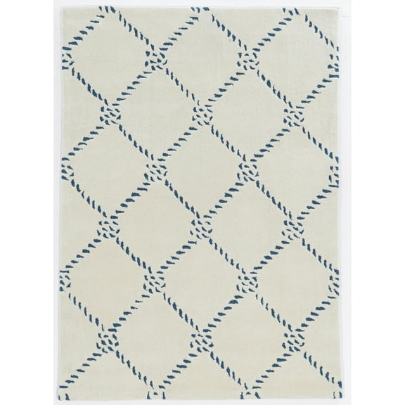 Trio Rope Qua Ivory Area Rug 5x7 Transitional Contemporary Design