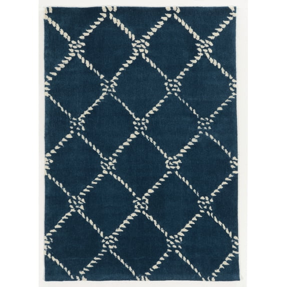 Trio Rope Qua Navy Area Rug 1.10x2.10 Transitional Contemporary Design