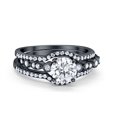 thumbnail image 1 of Trio Set Three Piece Round Ring Black Tone CZ 925 Sterling Silver Size 12, 1 of 4