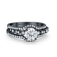 thumbnail image 1 of Trio Set Three Piece Round Ring Black Tone CZ 925 Sterling Silver Size 9, 1 of 4