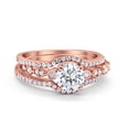 thumbnail image 1 of Trio Set Three Piece Round Ring Rose Tone CZ 925 Sterling Silver Size 4, 1 of 4