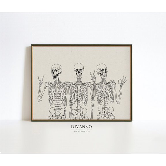 Trio Wall Decor Party Print Groovy Gothic Peace Sign Art, UNFRAMED Size 16x16