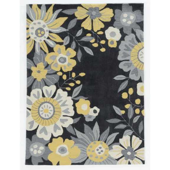Trio Wildflower Grey Area Rug 5x7 Transitional Contemporary