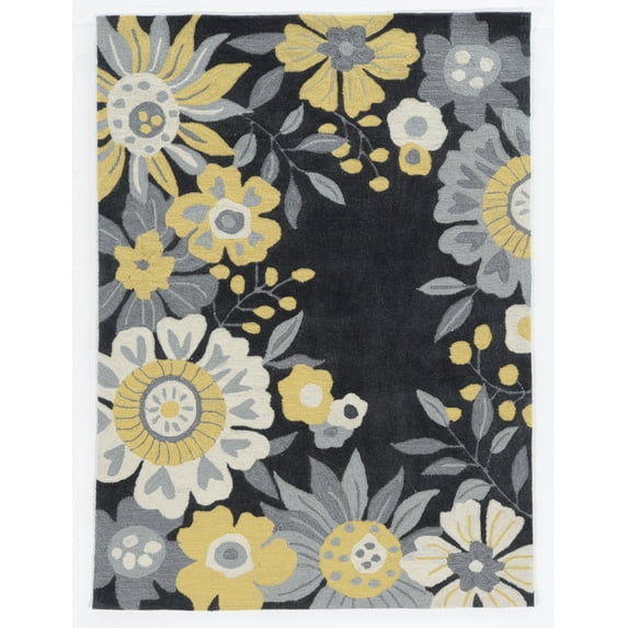 Trio Wildflower Grey Area Rug 5x7 Transitional Contemporary