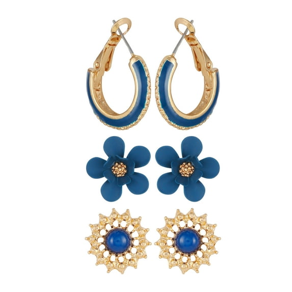 Trio navy earring set